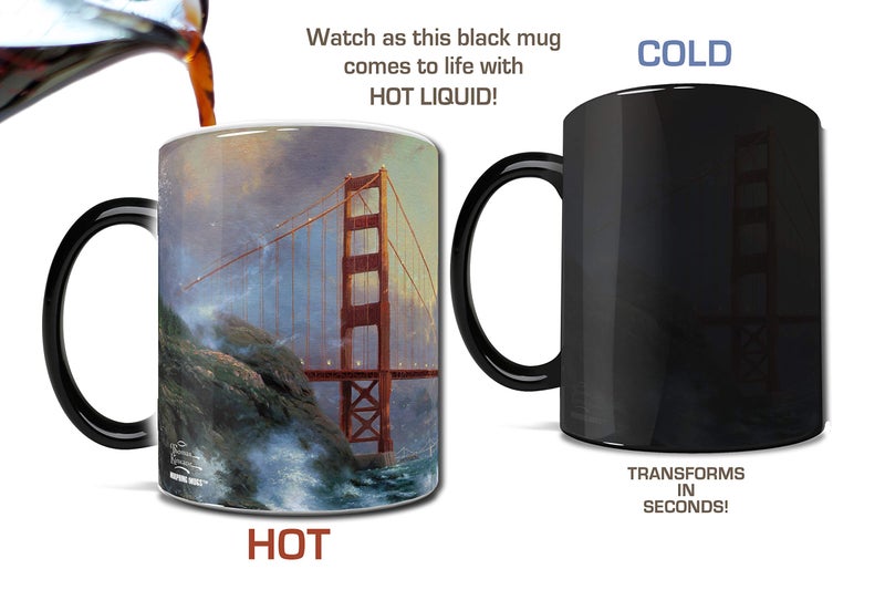 Morphing Mugs Thomas Kinkade - San Francisco - Golden Gate Bridge - California USA - One 11 oz Color Changing Heat Sensitive Ceramic Mug â€“ Image Revealed When HOT Liquid Is Added! - Image 3